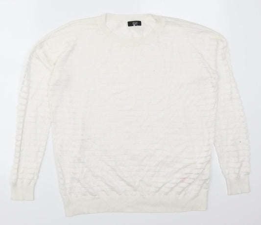F&F Womens White Striped  Pullover Jumper Size 12