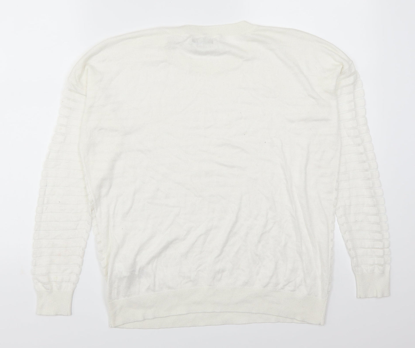 F&F Womens White Striped  Pullover Jumper Size 12