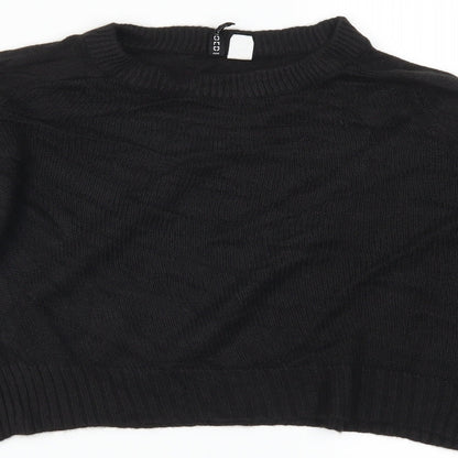 Close-up detail of H&M women’s black jumper, size S