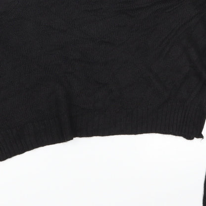 Brand and care label for H&M women’s black jumper, size S
