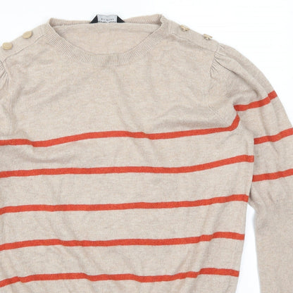 Preloved Dorothy Perkins Womens Beige Striped  Pullover Jumper Size 16  - Orange Stripes - Detail