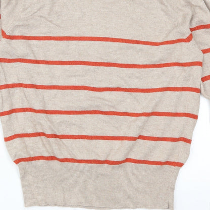 Preloved Dorothy Perkins Womens Beige Striped  Pullover Jumper Size 16  - Orange Stripes - Label