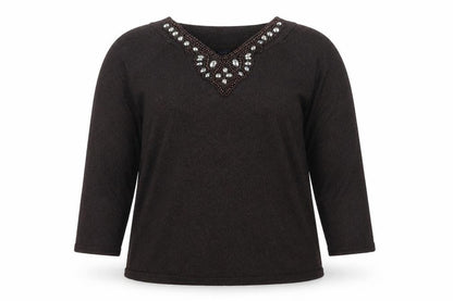 Jones New York Womens Brown   Pullover Jumper Size XL