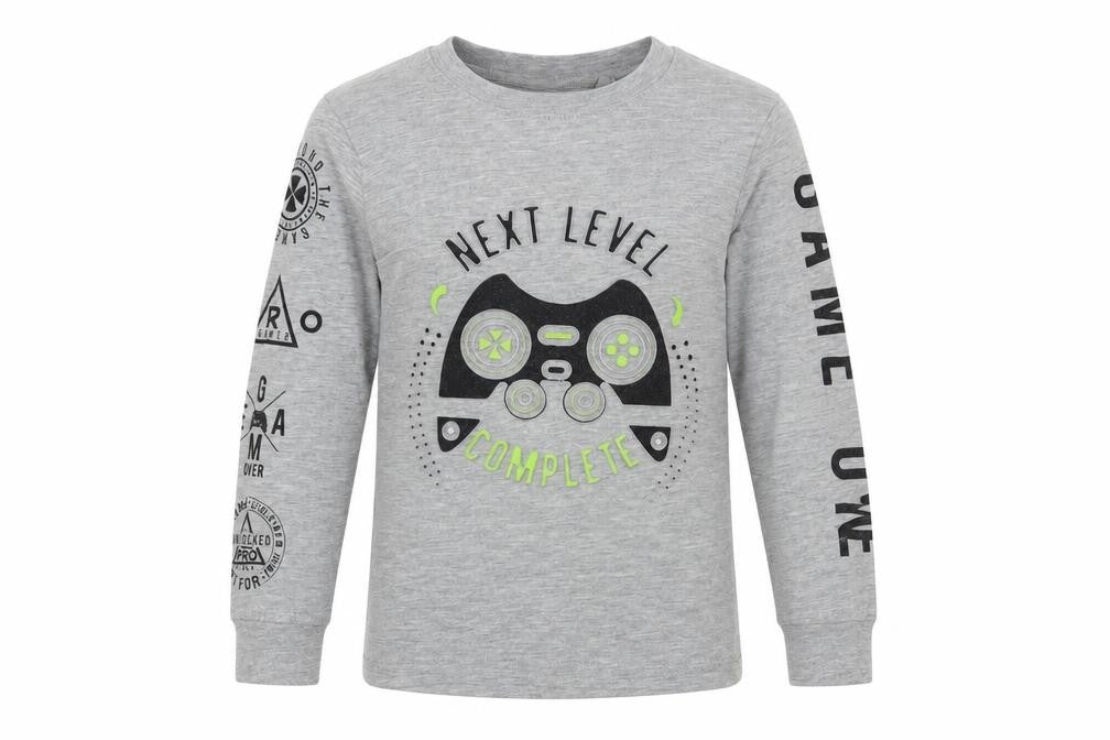Blue Zoo Boys Grey   Basic T-Shirt Size 4-5 Years  - Game on-Next Level Complete