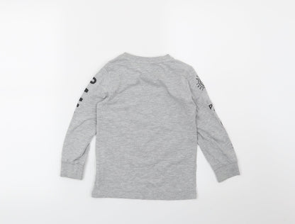 Back view of Blue Zoo boys’ grey basic t-shirt, size 4-5, years - game on-next level complete