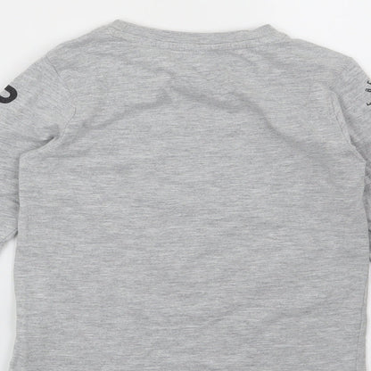 Brand and care label for Blue Zoo boys’ grey basic t-shirt, size 4-5, years - game on-next level complete