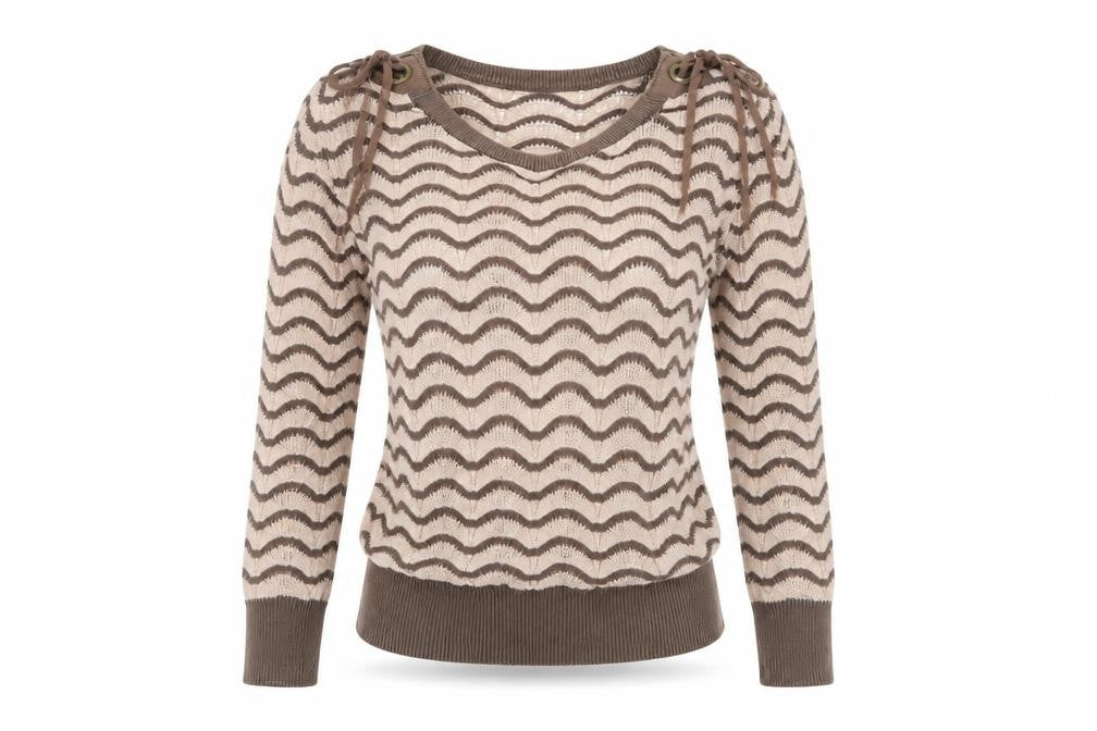 H&M Womens Brown Striped  Pullover Jumper Size 6