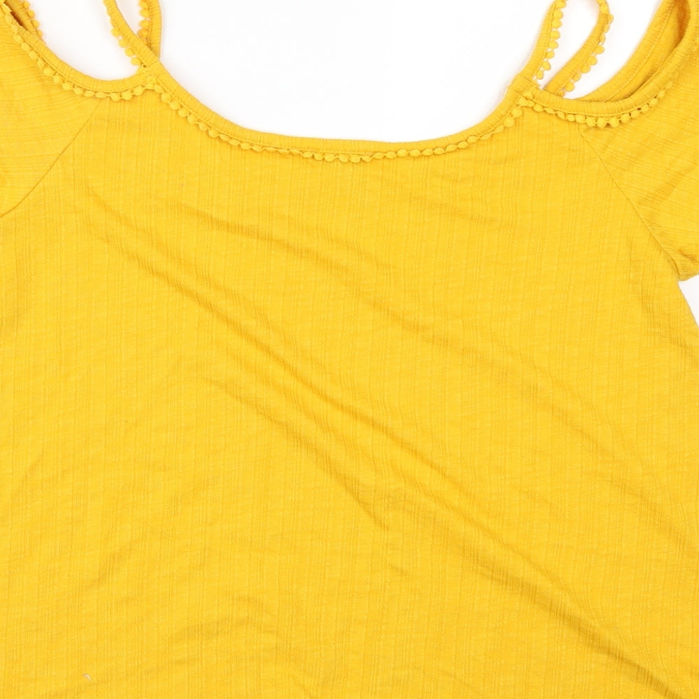 Papaya Womens Yellow Floral  Basic Tank Size 12