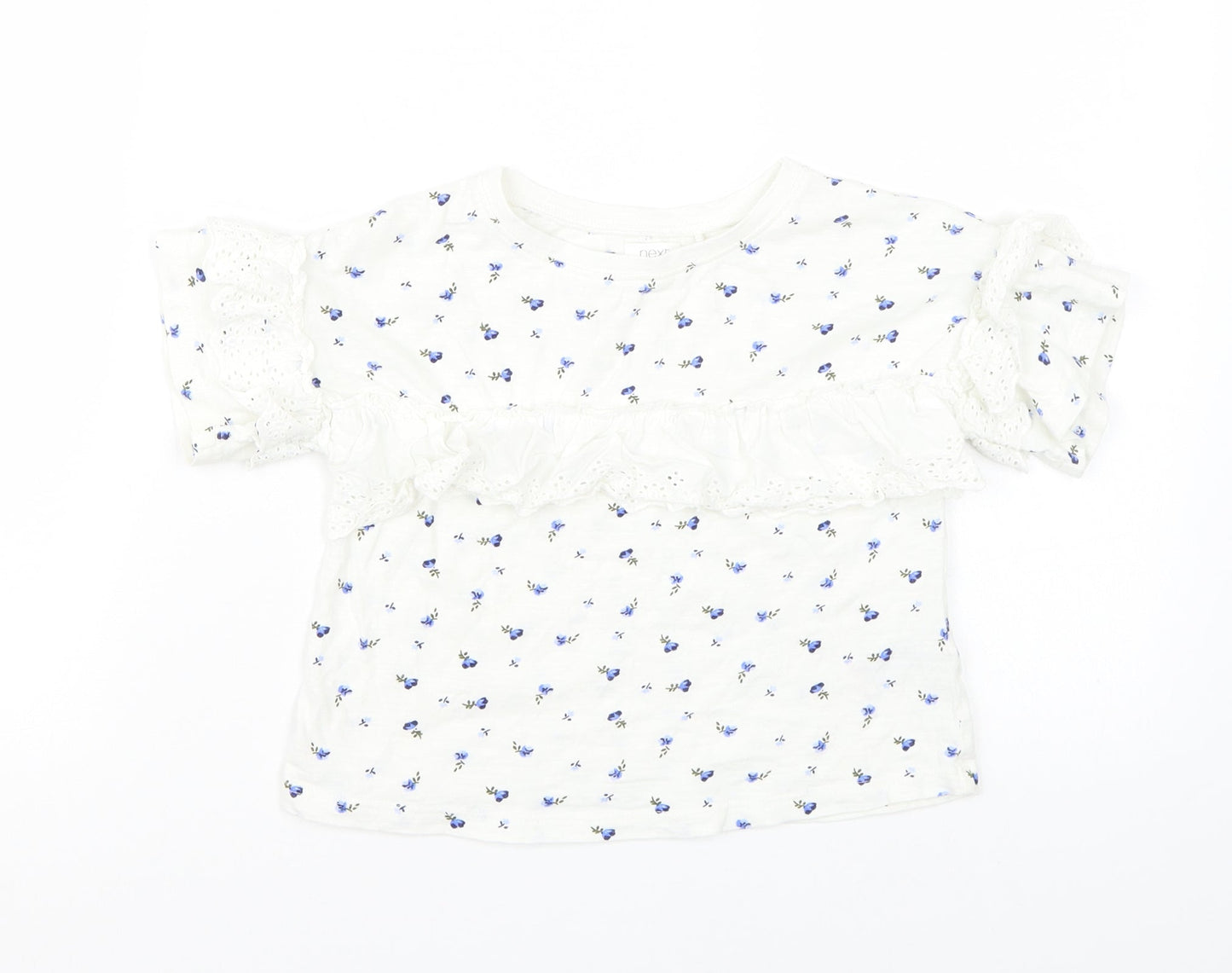 NEXT Girls White Floral  Basic T-Shirt Size 5 Years