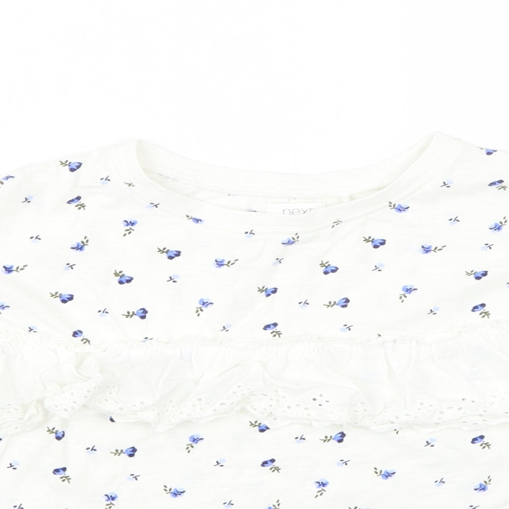 NEXT Girls White Floral  Basic T-Shirt Size 5 Years
