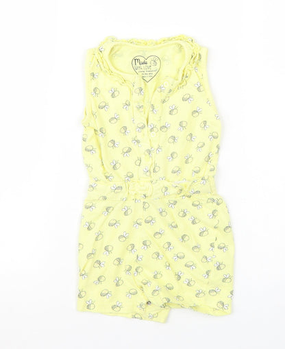 Additional front view of Young Dimension girls’ yellow playsuit one-piece, size 2, years