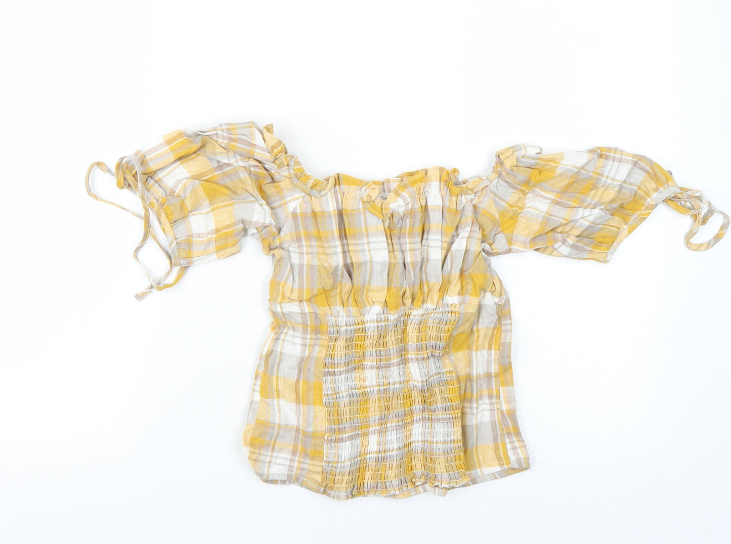 Newlook Womens Yellow Check  Basic Blouse Size 8