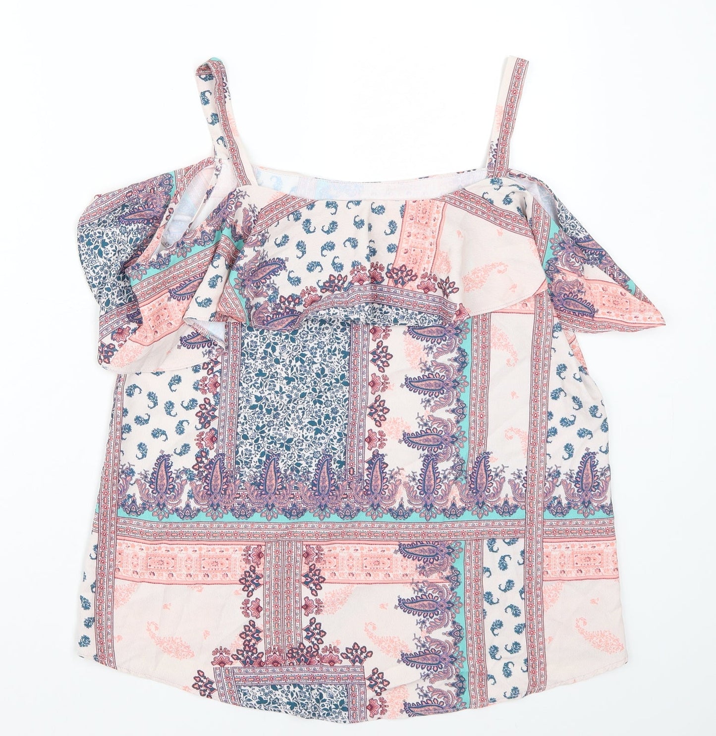 George Womens Pink Paisley  Basic Blouse Size 8