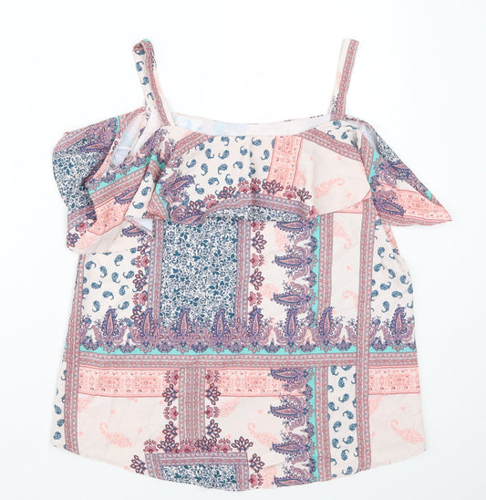George Womens Pink Paisley  Basic Blouse Size 8