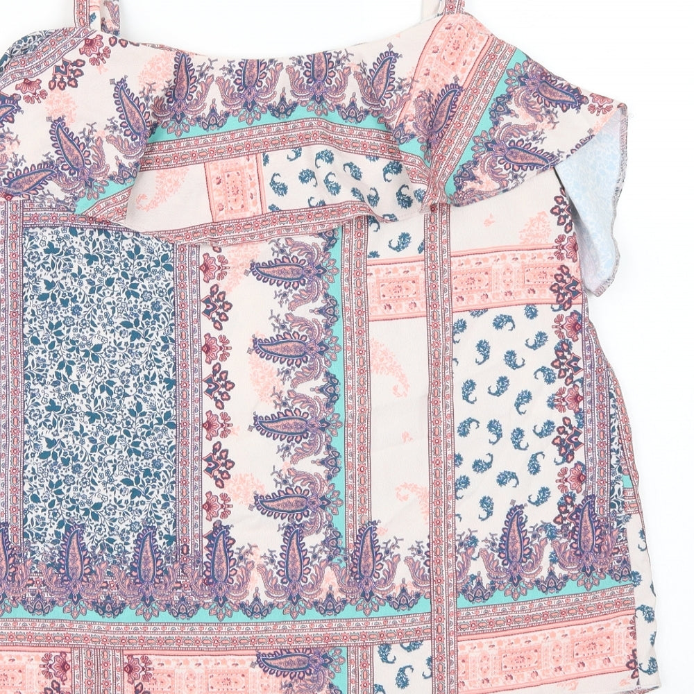 George Womens Pink Paisley  Basic Blouse Size 8