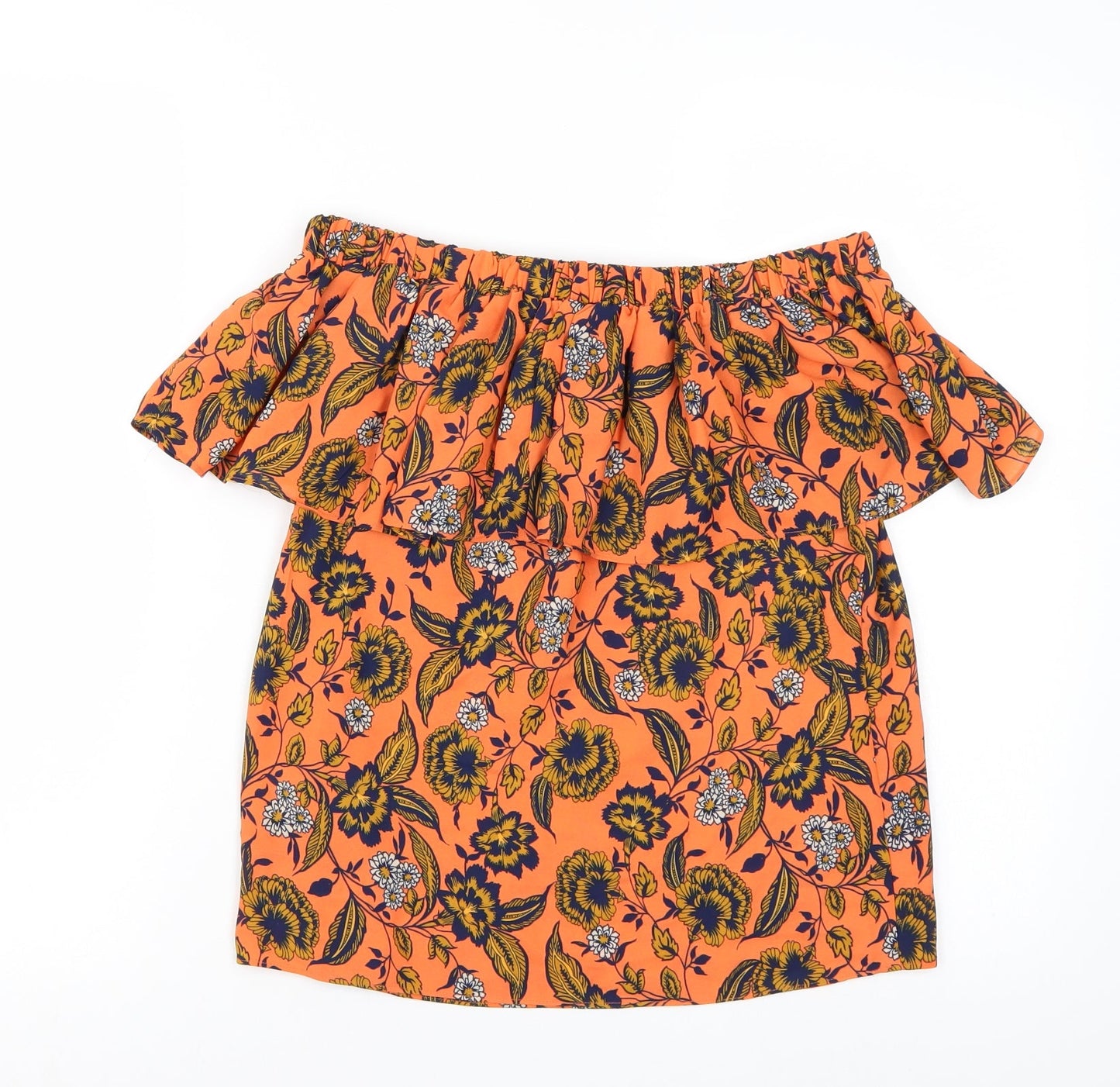 Peacocks Womens Orange Floral  Basic Blouse Size 8