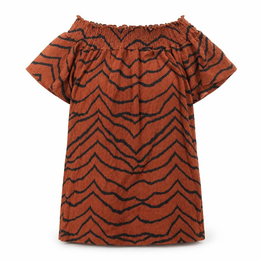 George Womens Brown Animal Print  Basic Blouse Size 8