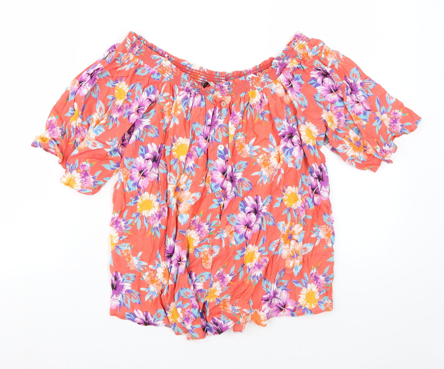 George Womens Orange Floral  Basic Tank Size 10