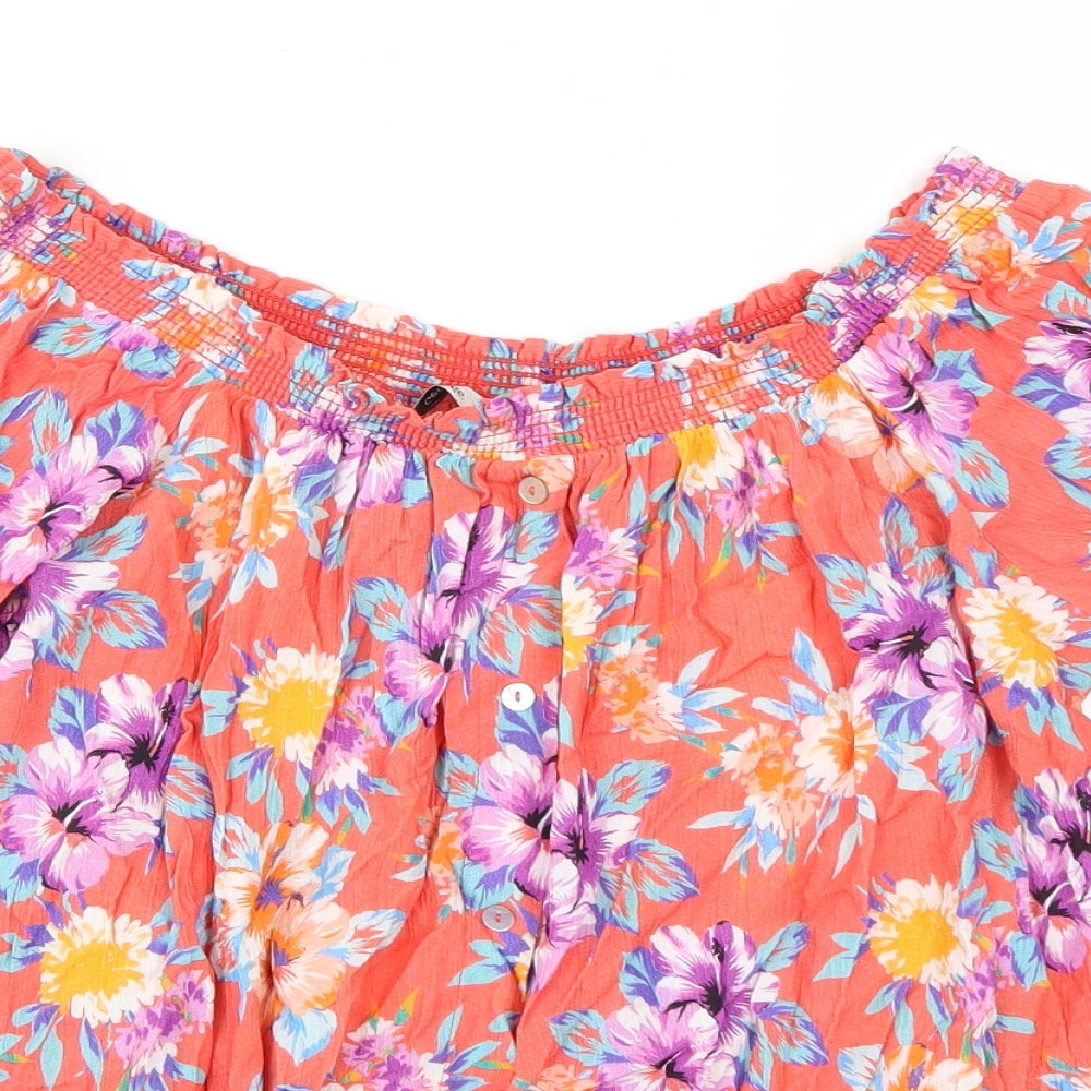 George Womens Orange Floral  Basic Tank Size 10