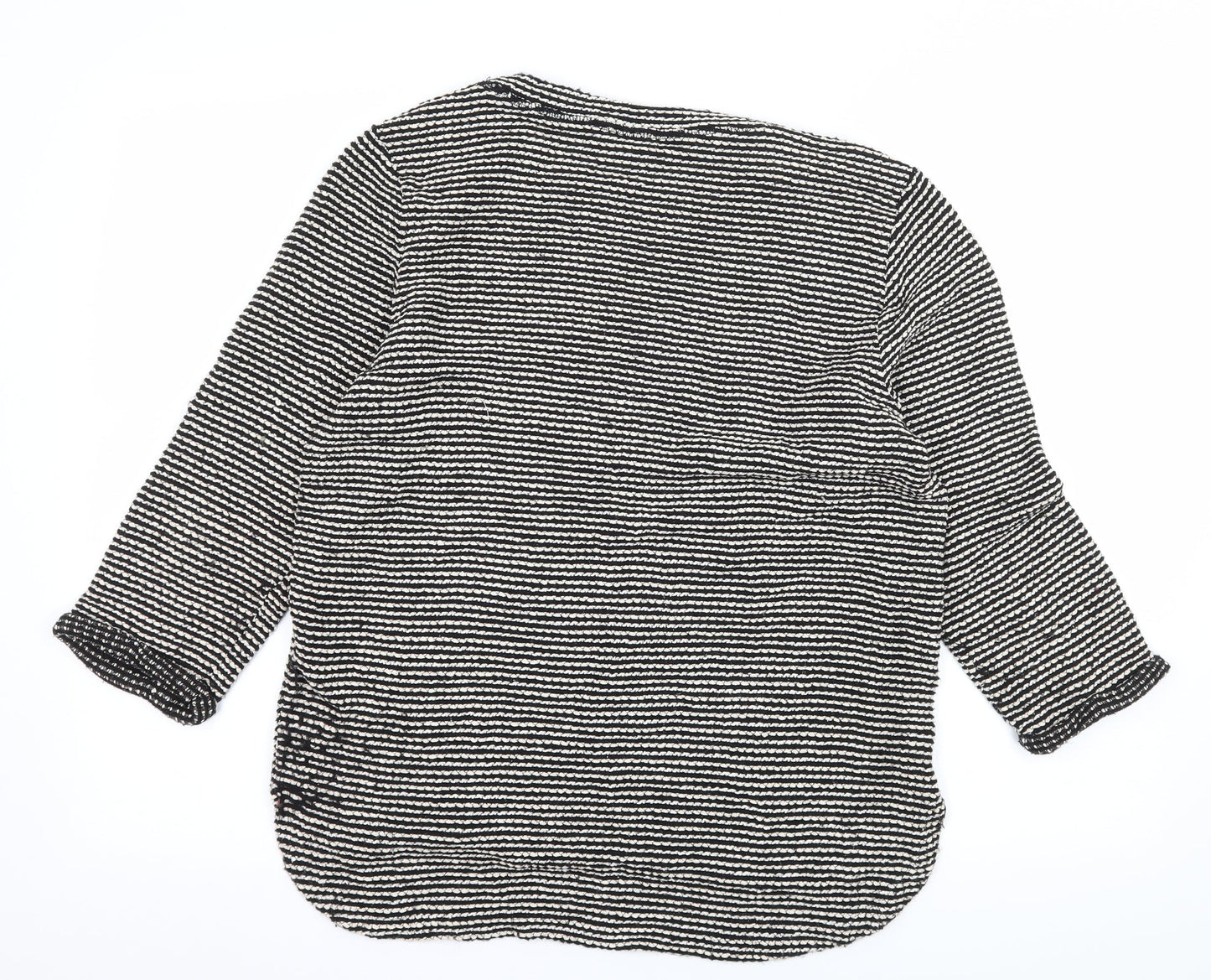 H&M Womens Black Striped Knit Pullover Jumper Size M