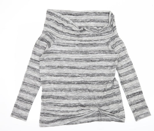 Papaya Womens Grey Striped Knit Pullover Jumper Size 14