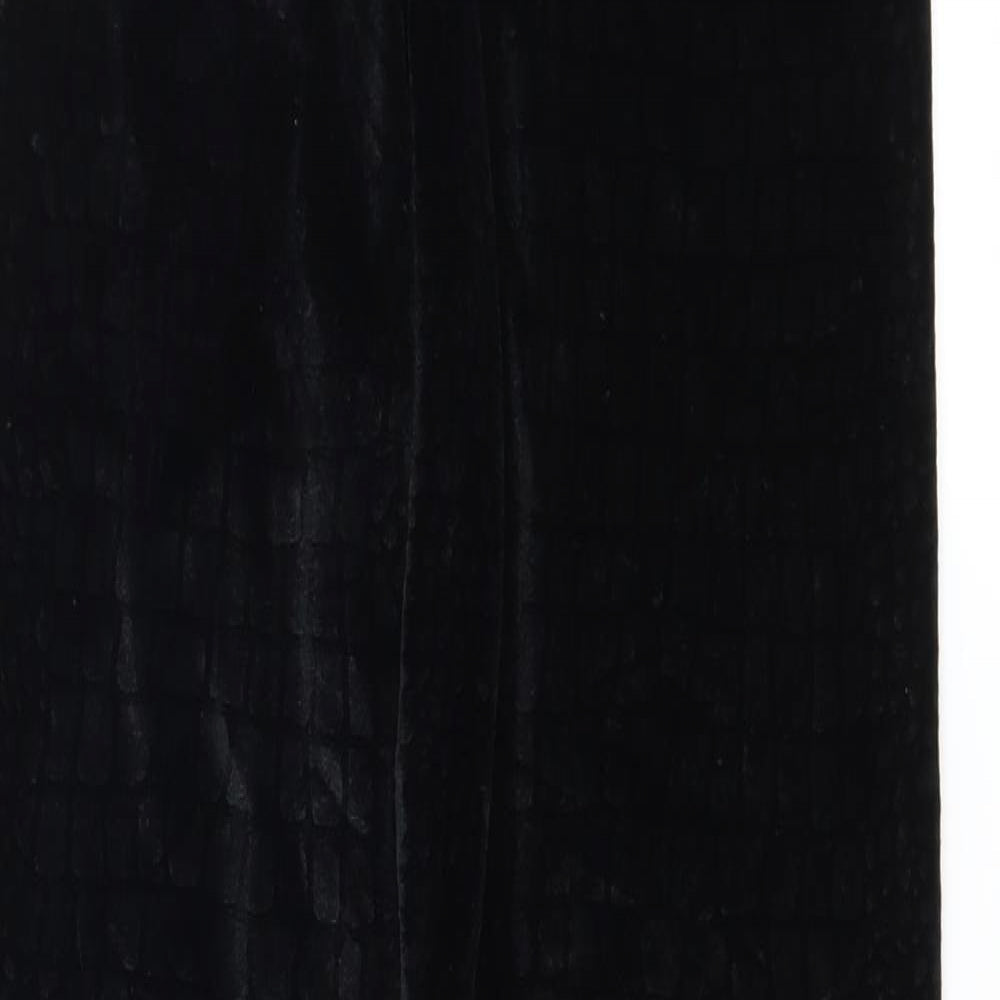 Topshop Womens Black Geometric Velvet Capri Leggings Size 4 L28 in