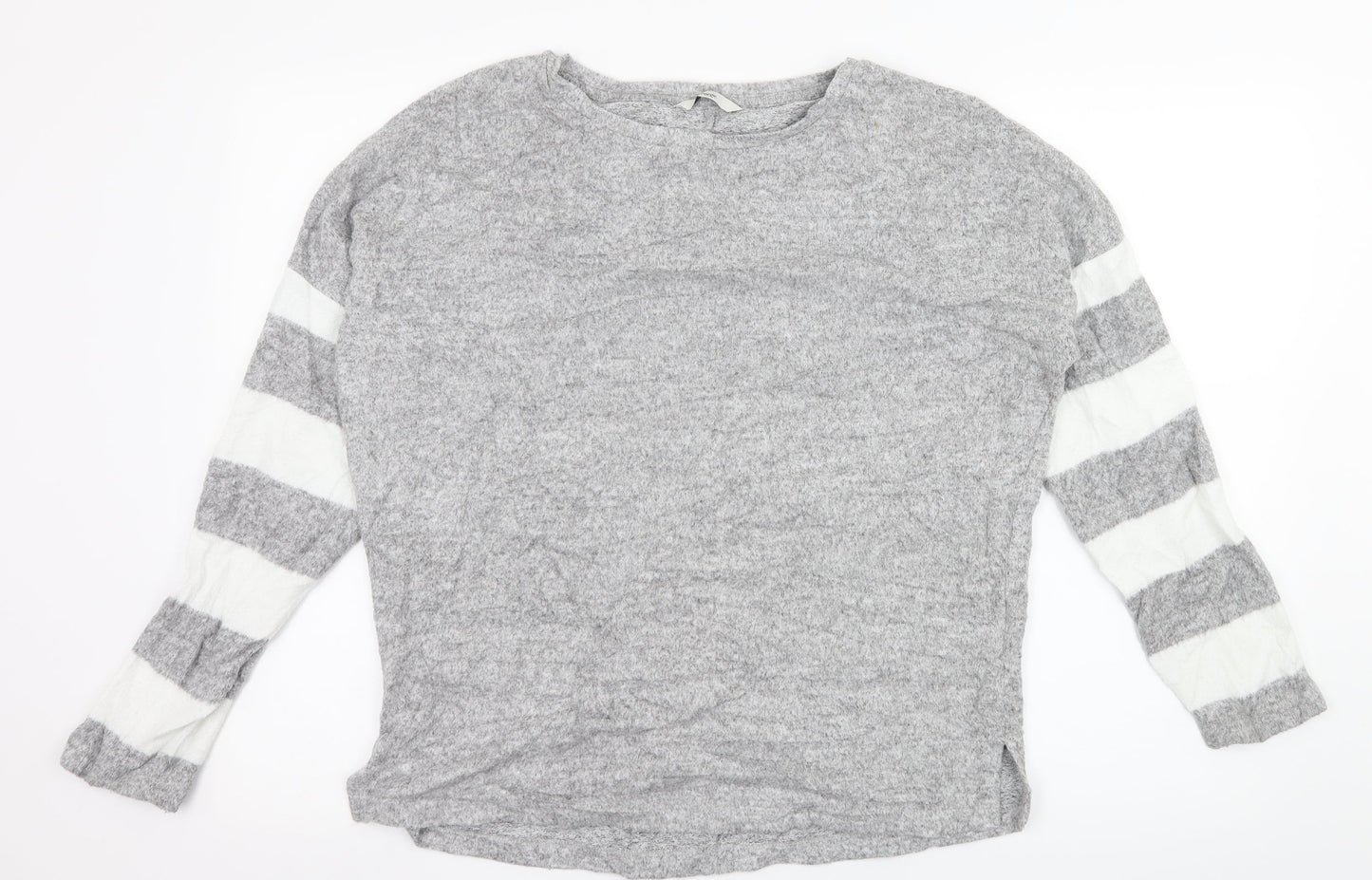 George Womens Grey Striped Knit Pullover Jumper Size S