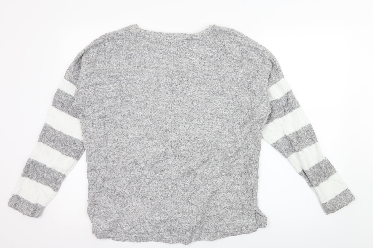 George Womens Grey Striped Knit Pullover Jumper Size S
