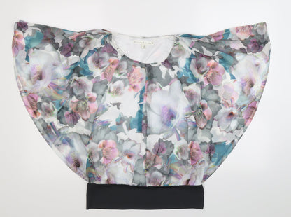 Front view of Utam Boutique women’s multicoloured floral basic blouse, size UK 8