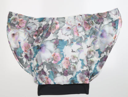 Back view of Utam Boutique women’s multicoloured floral basic blouse, size UK 8