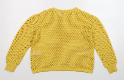 Back view of Peacocks women’s yellow knit jumper, size S