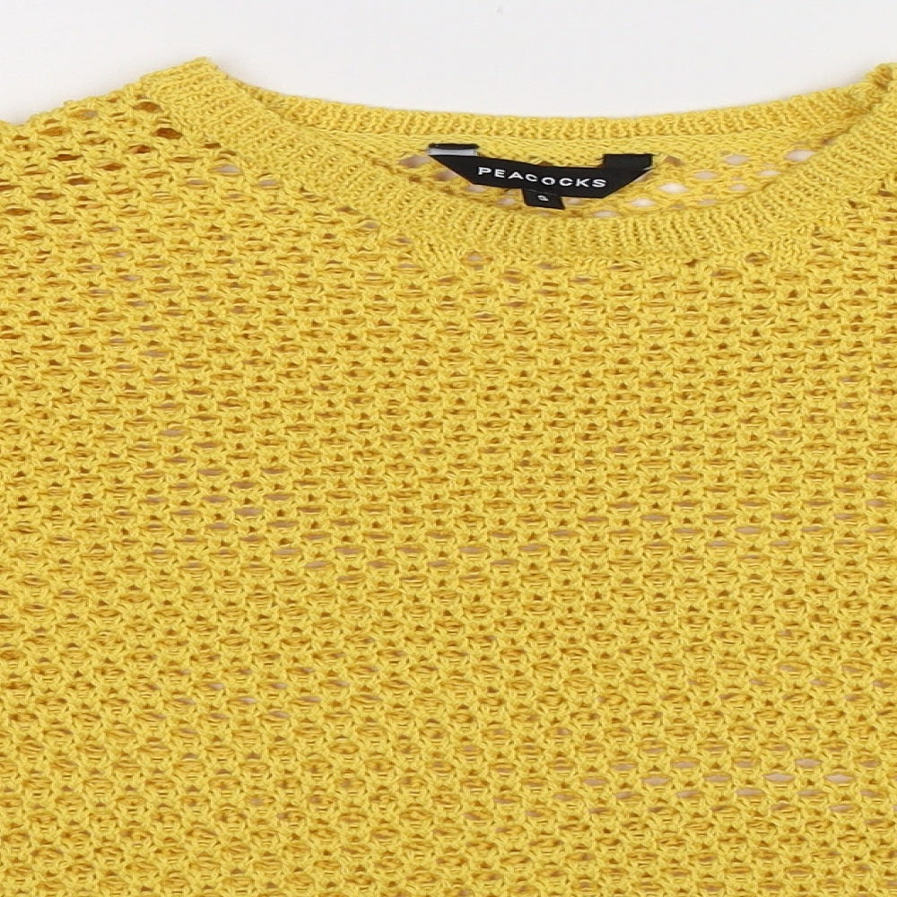 Peacocks Womens Yellow  Knit Pullover Jumper Size S