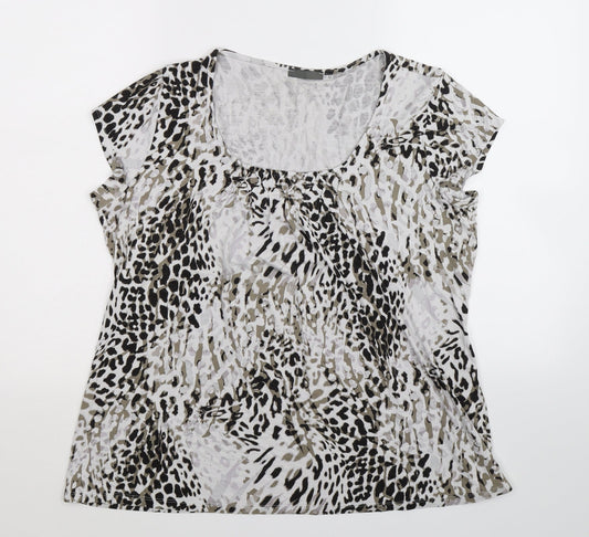 Preworn Womens Multicoloured Animal Print  Basic T-Shirt Size 16