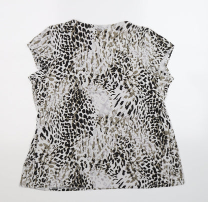 Back view of Preworn women’s multicoloured animal print basic t-shirt, size UK 16