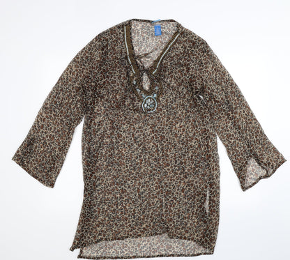 Front view of Soaked women’s multicoloured animal print basic blouse, size L