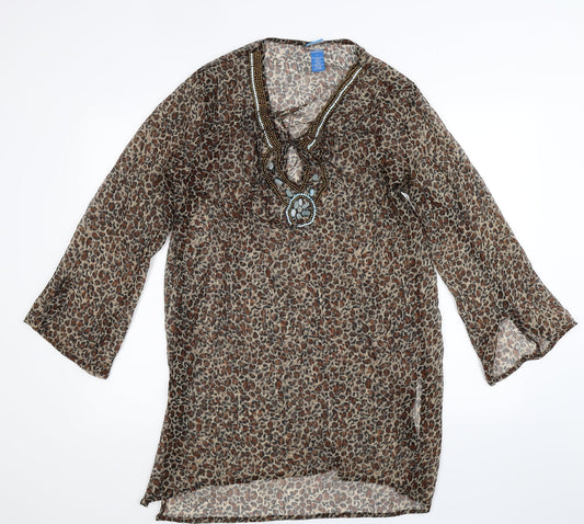 Soaked Womens Multicoloured Animal Print  Basic Blouse Size L