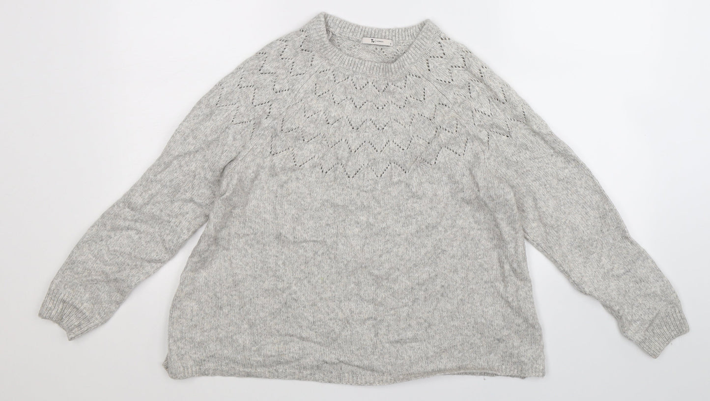 TU Womens Grey  Knit Pullover Jumper Size 12