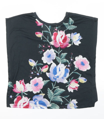 Additional front view of Nutmeg women’s multicoloured floral basic t-shirt, size UK 8