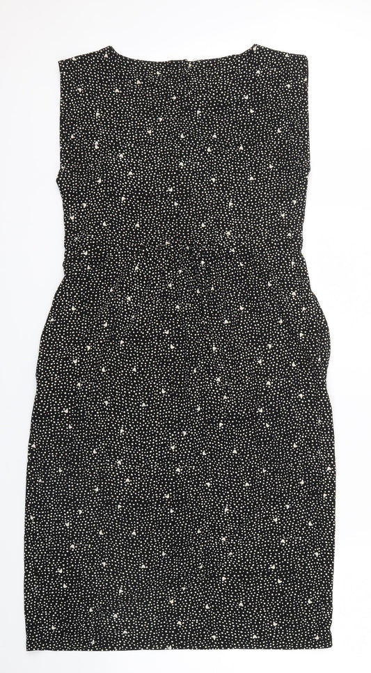 Preworn Womens Black Polka Dot  Shirt Dress  Size 12