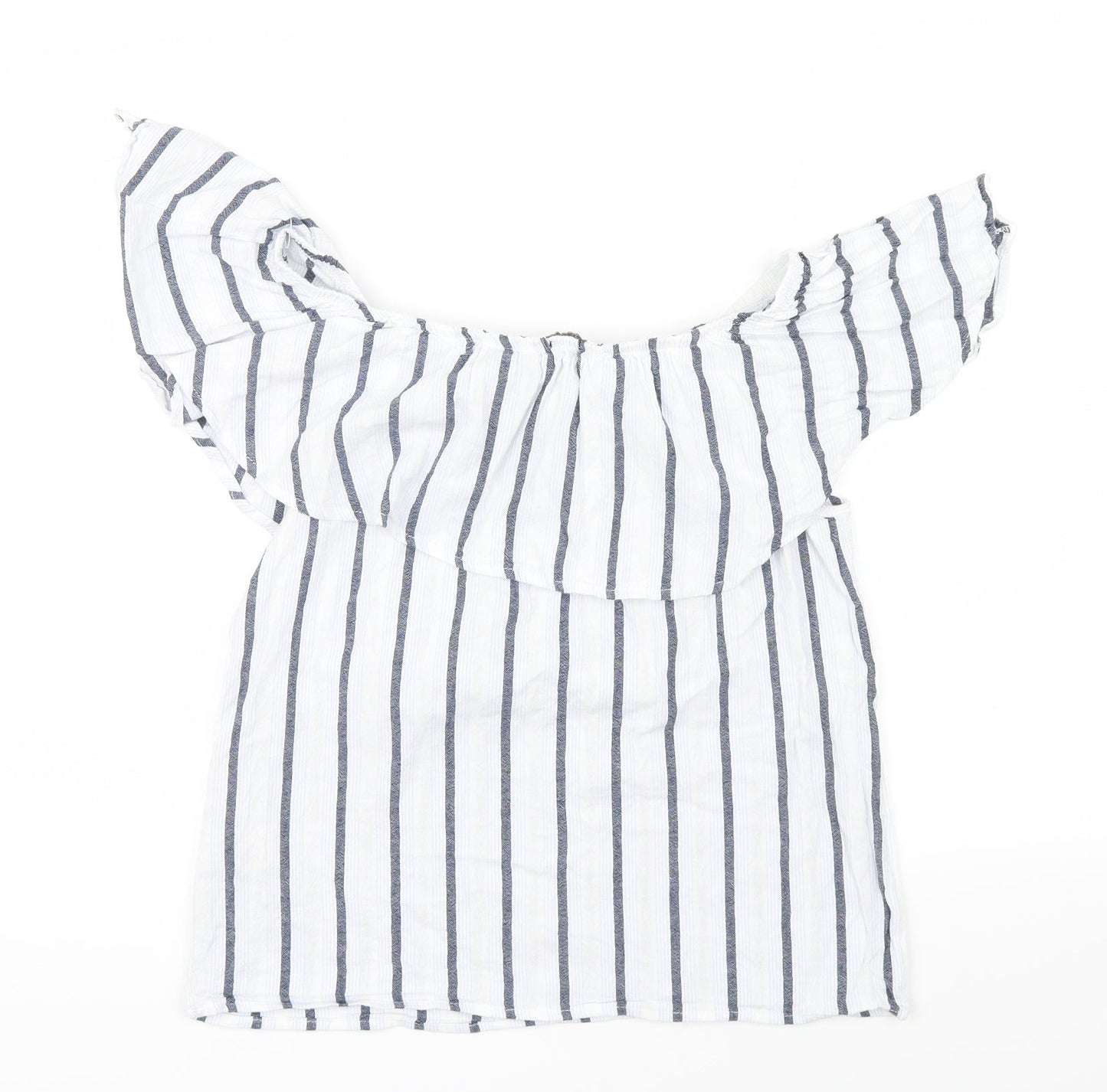 BELOVED Womens Blue Striped  Basic Blouse Size 38