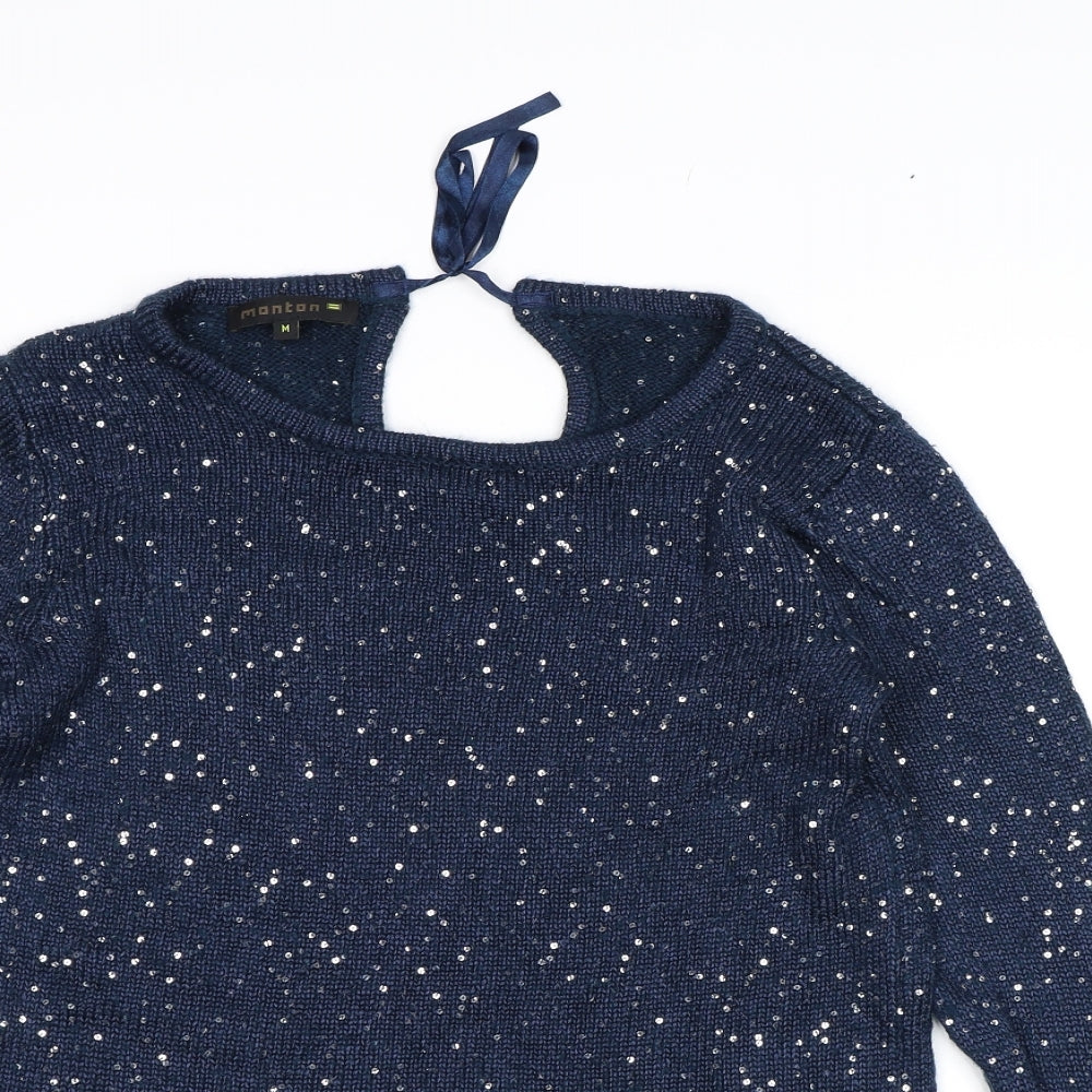 Monton Womens Blue  Knit Pullover Jumper Size M