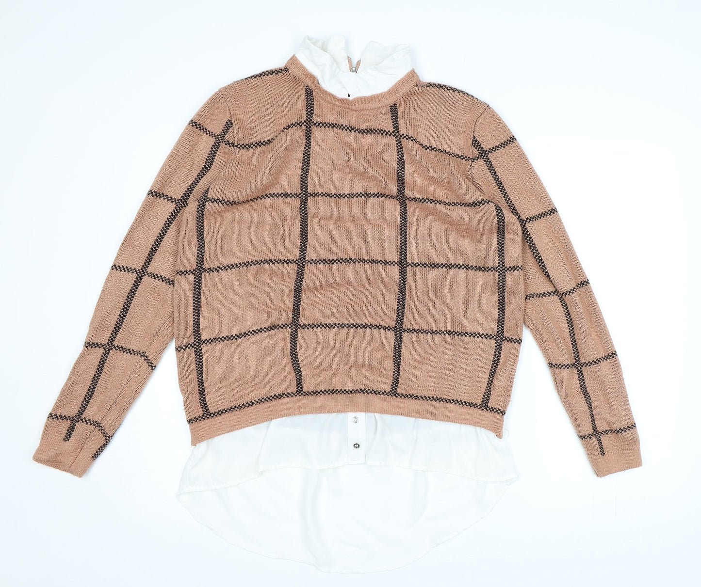 Atmosphere Womens Pink Check Knit Pullover Jumper Size 14