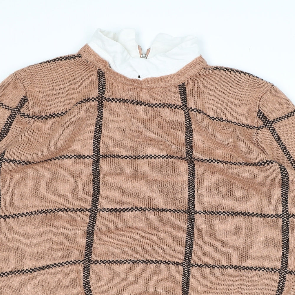 Atmosphere Womens Pink Check Knit Pullover Jumper Size 14