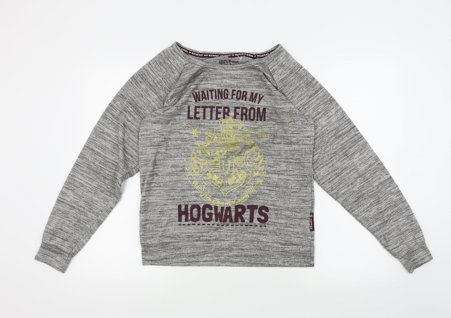 Primark Womens Grey Solid  Top Pyjama Top Size 6  - Harry potter