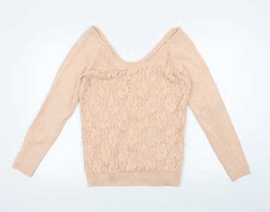 New Look Womens Pink Floral  Pullover Jumper Size 16