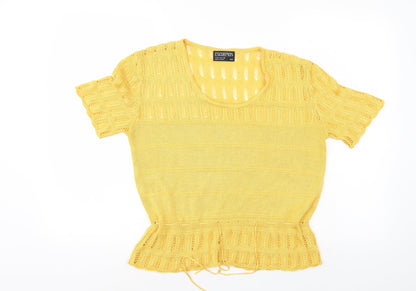 Preloved Escorpion Womens Yellow Striped  Basic Blouse Size 16 - Front