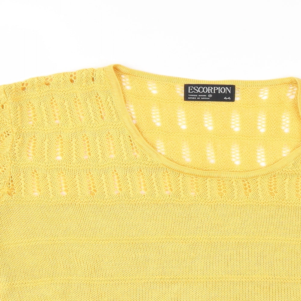 Escorpion Womens Yellow Striped  Basic Blouse Size 16