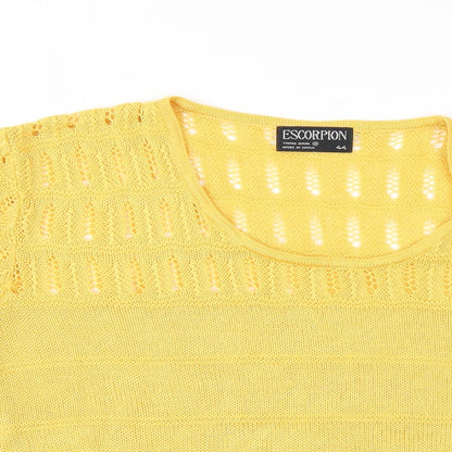 Preloved Escorpion Womens Yellow Striped  Basic Blouse Size 16 - Detail
