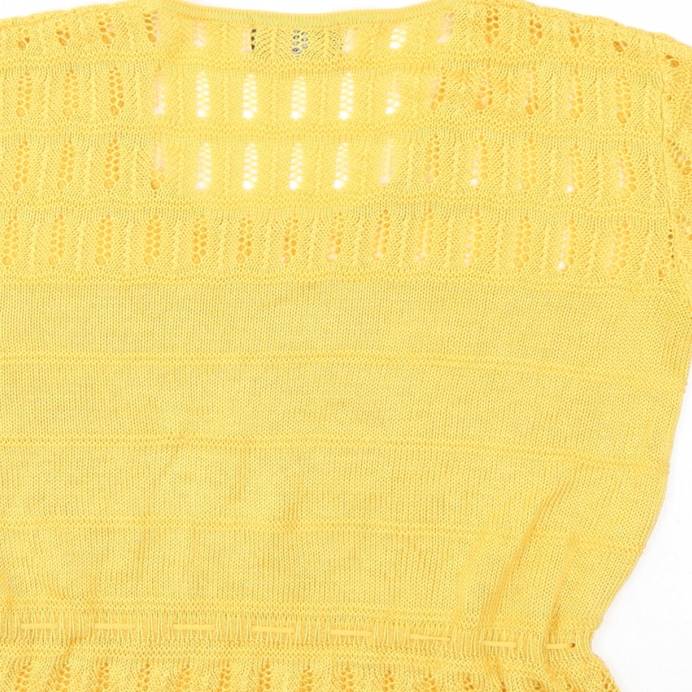 Escorpion Womens Yellow Striped  Basic Blouse Size 16