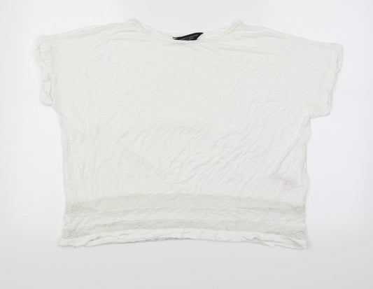 Dorothy Perkins Womens White   Basic T-Shirt Size 16  - lace